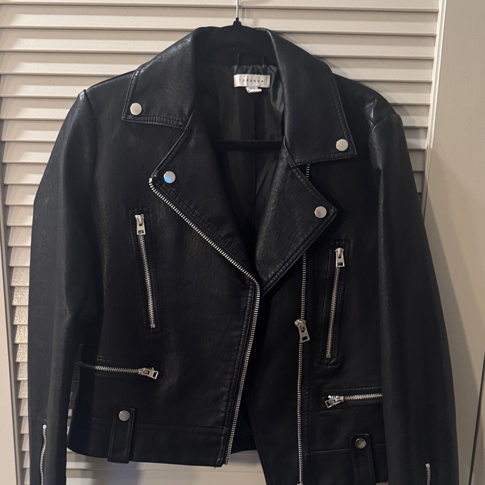 Topshop Black Leather Biker Jacket